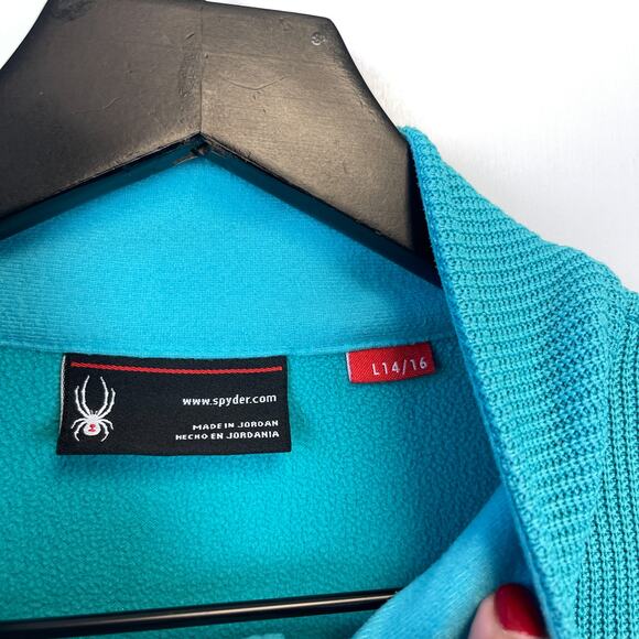 Spyder Girls L 14/16 Fleece Blue Full Zip Jacket Knit - Picture 4 of 11
